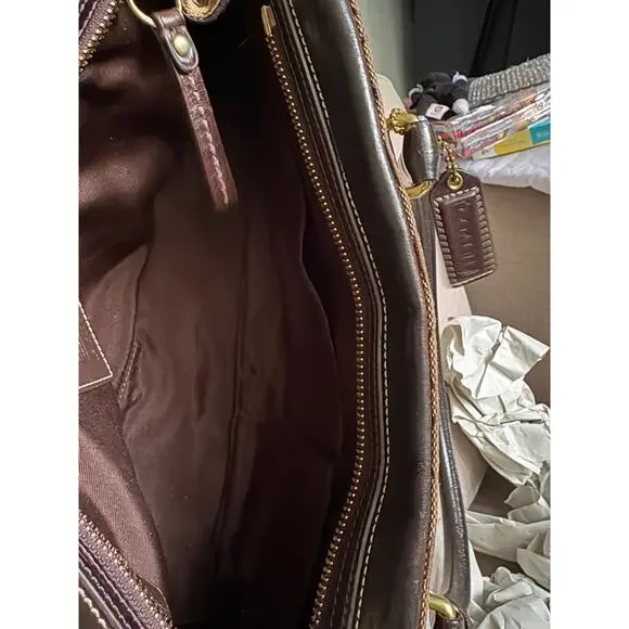 Vintage Coach Signature Jacquard Satchel in Brown/Tan - Picture 5 of 5